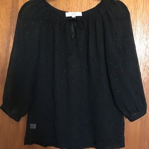 Loft Sheer Black Polkadot Top